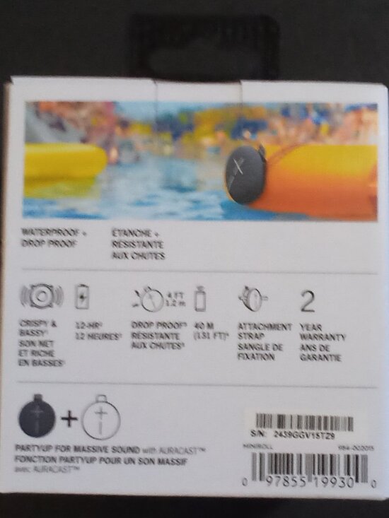 Ultimate Ears MINIROLL Waterproof Bluetooth Wireless Mini Portable Speaker Black - Picture 9 of 15